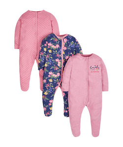 Autumn Floral Sleepsuits - 3 Pack